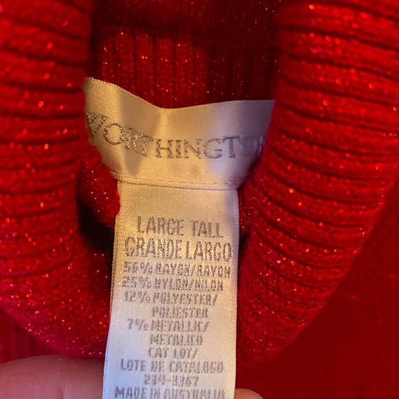 Red Metallic Turtleneck Sweater - Picture 2 of 3